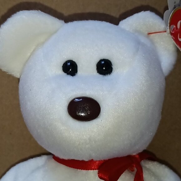 Beanie Baby Valentino white teddy bear with red heart LIKE NEW - Picture 2 of 12